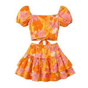 Theme Floral Matching Skirt Set Girls Size Small